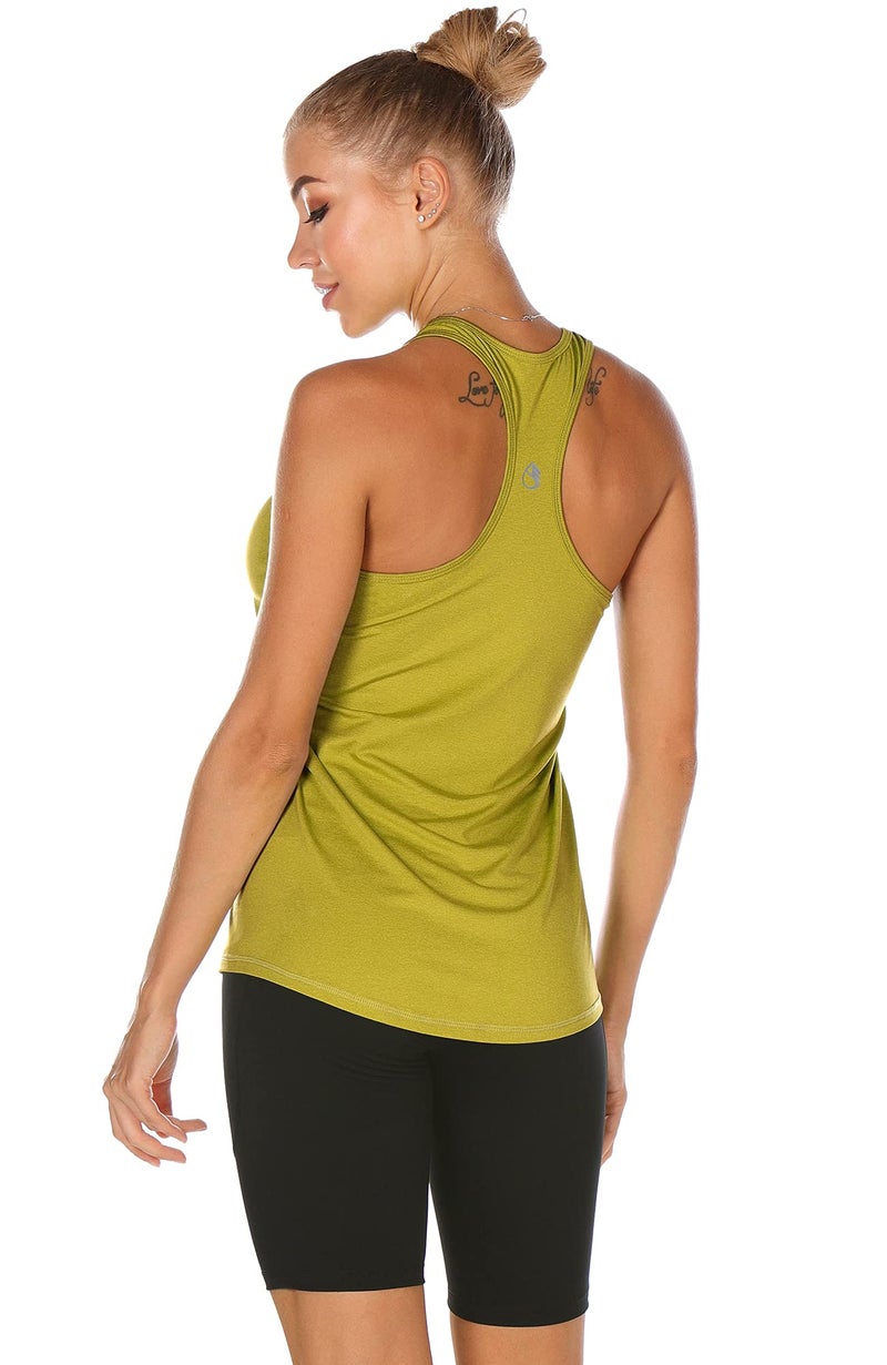 icyzone Workout Tank Tops for Women - Racerback Athletic Yoga Tops, Running Exercise Gym Shirts(Pack of 3) (XL, Mustard/Lilac Snow/Teal) - Image 3